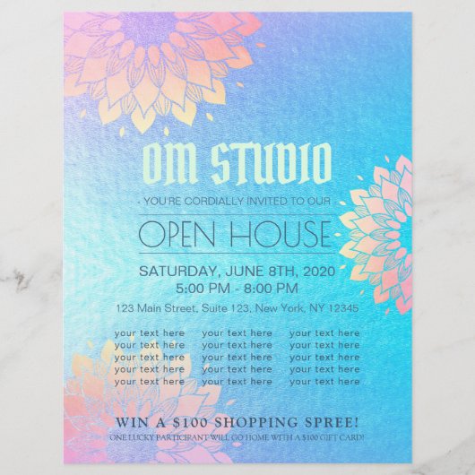 Yoga Meditation Instructor Gold Mandala Open House Flyer (Voorkant)