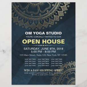 Yoga Meditation Instructor Gold Mandala Open House Flyer