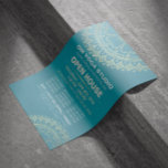 Yoga Meditation Instructor Gold Mandala Open House Flyer<br><div class="desc">Yoga Fitness Studio / Meditation Instructor / Personal Trainer / Life Coach / Healer / Reiki Master / Massage Therapy Open House Flyer Sjabloon - Modern Chic Faux Gold Foil Floral Mandala Symbols op Crystal Blue / Blauwgroen Green Blue Color Background</div>