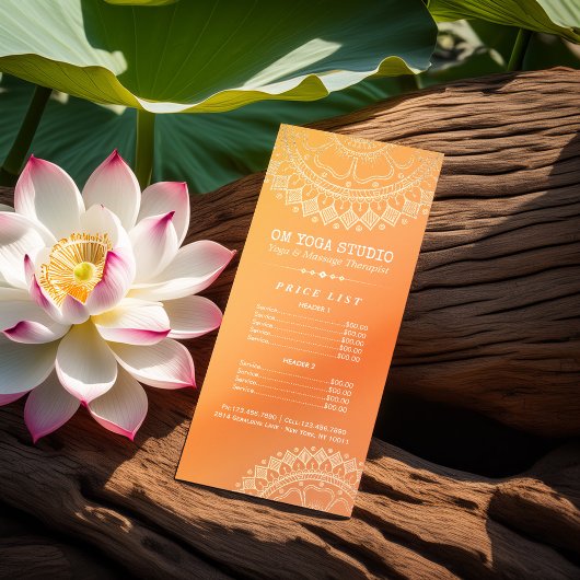 Yoga Meditation Instructor Gold Mandala Prijslijst Reclamekaart