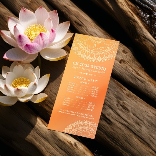 Yoga Meditation Instructor Gold Mandala Prijslijst Reclamekaart