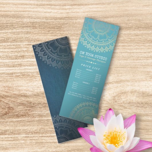 Yoga Meditation Instructor Gold Mandala Prijslijst Reclamekaart