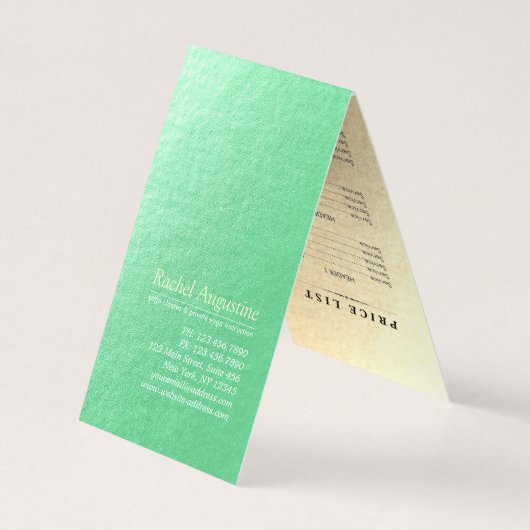 Yoga Meditation Instructor Gold Mandala Prijslijst Visitekaartje (Achterkant)