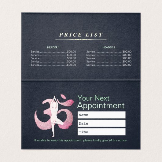 Yoga Meditation Instructor Gold Mandala Prijslijst Visitekaartje (Binnenkant ongevouwen)