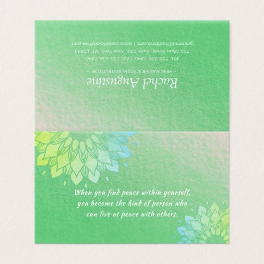 Yoga Meditation Instructor Gold Mandala Prijslijst Visitekaartje (Buitenkant ongevouwen)