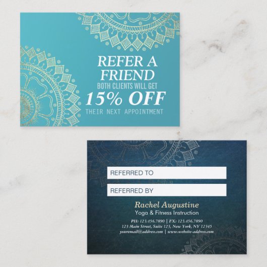 Yoga Meditation Instructor Gold Mandala Referral (Voorkant / Achterkant)