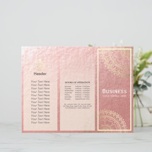 Yoga Meditation Instructor Gold Mandala Tri-Fold (Staand voorkant)