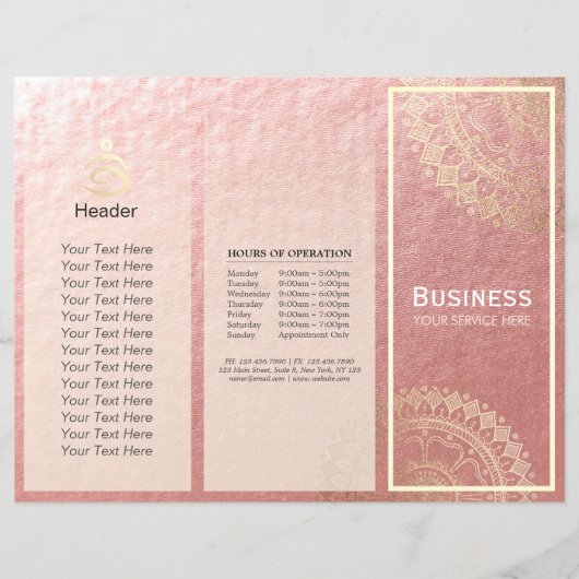 Yoga Meditation Instructor Gold Mandala Tri-Fold (Voorkant)