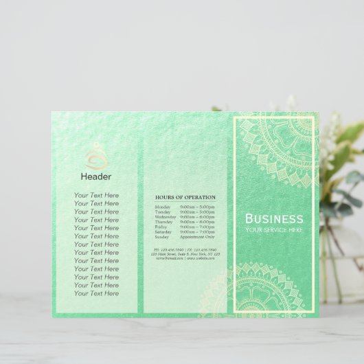 Yoga Meditation Instructor Gold Mandala Tri-Fold (Staand voorkant)