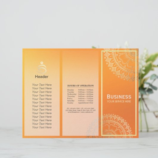 Yoga Meditation Instructor Gold Mandala Tri-Fold (Staand voorkant)
