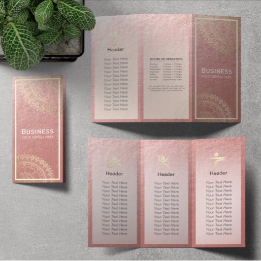 Yoga Meditation Instructor Gold Mandala Tri-Fold