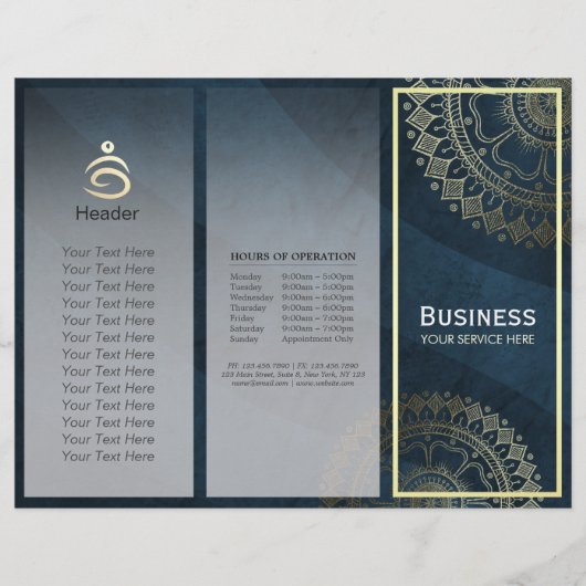 Yoga Meditation Instructor Gold Mandala Tri-Fold (Voorkant)