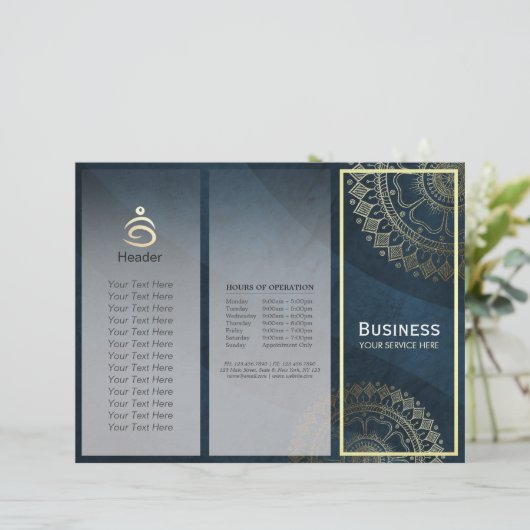 Yoga Meditation Instructor Gold Mandala Tri-Fold (Staand voorkant)