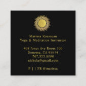 Yoga Meditation Instructor Gold Sun Mandala Square Vierkante Visitekaartje (Achterkant)