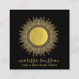 Yoga Meditation Instructor Gold Sun Mandala Square Vierkante Visitekaartje