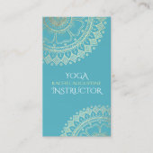 Yoga Meditation Instructor Green Blue Gold Mandala Afsprakenkaartje (Voorkant)