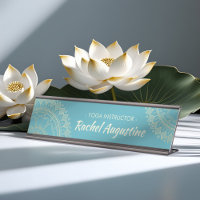 Yoga Meditation Instructor Green Blue Gold Mandala