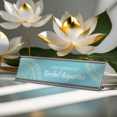 Yoga Meditation Instructor Green Blue Gold Mandala Bureau Naambordje