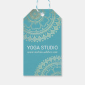 Yoga Meditation Instructor Green Blue Gold Mandala Cadeaulabel (Achterkant)