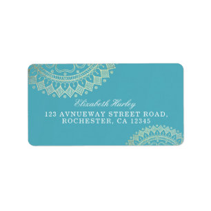 Yoga Meditation Instructor Green Blue Gold Mandala Etiket