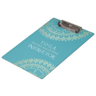 Yoga Meditation Instructor Green Blue Gold Mandala Klembord
