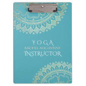 Yoga Meditation Instructor Green Blue Gold Mandala Klembord (Voorkant)