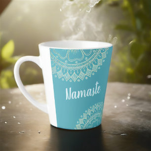 Yoga Meditation Instructor Green Blue Gold Mandala Latte Mok