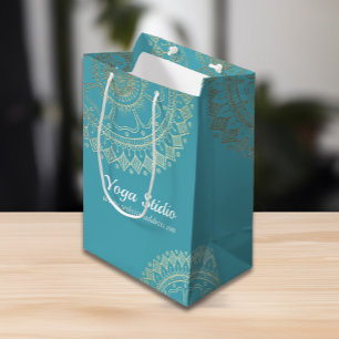Yoga Meditation Instructor Green Blue Gold Mandala Medium Cadeauzakje