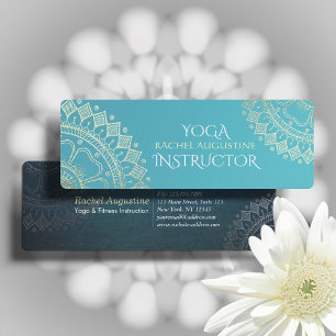 Yoga Meditation Instructor Green Blue Gold Mandala Mini Visitekaartje