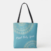 Yoga Meditation Instructor Green Blue Gold Mandala Tote Bag (Achterkant)