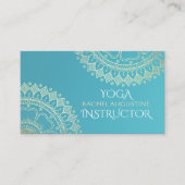 Yoga Meditation Instructor Green Blue Gold Mandala Visitekaartje (Voorkant)