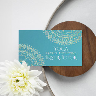 Yoga Meditation Instructor Green Blue Gold Mandala Visitekaartje