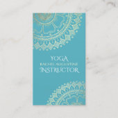 Yoga Meditation Instructor Green Blue Gold Mandala Visitekaartje (Voorkant)