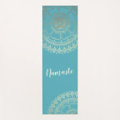 Yoga Meditation Instructor Green Blue Gold Mandala Yogamat (Voorkant)