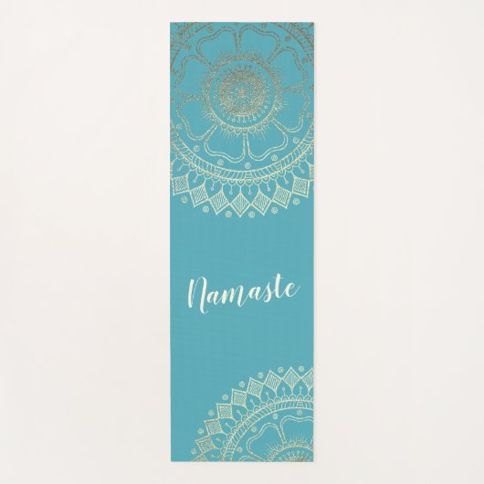 Yoga Meditation Instructor Green Blue Gold Mandala Yogamat (Voorkant)