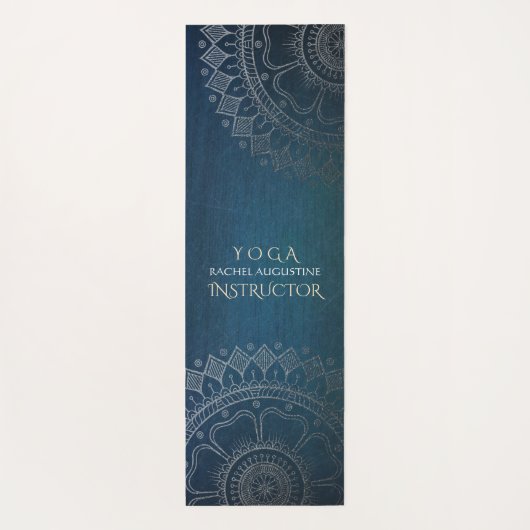 Yoga Meditation Instructor Green Blue Gold Mandala Yogamat (Achterkant)