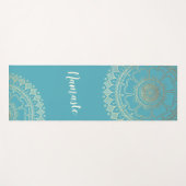 Yoga Meditation Instructor Green Blue Gold Mandala Yogamat (Voorkant (horizontaal))