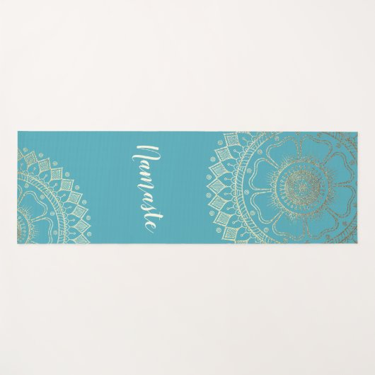 Yoga Meditation Instructor Green Blue Gold Mandala Yogamat (Voorkant (horizontaal))