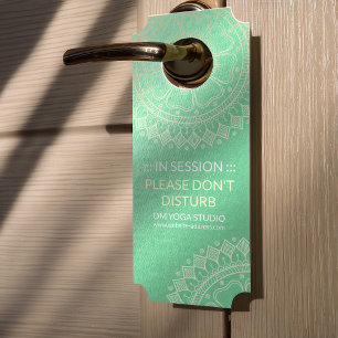 Yoga Meditation Instructor Green Gold Foil Mandala Deurhanger