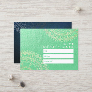 Yoga Meditation Instructor Green Gold Foil Mandala Kortingskaartje