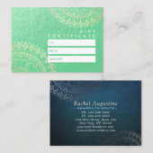 Yoga Meditation Instructor Green Gold Foil Mandala Kortingskaartje (Voorkant / Achterkant)