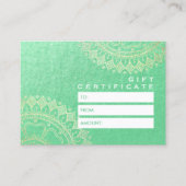 Yoga Meditation Instructor Green Gold Foil Mandala Kortingskaartje (Voorkant)