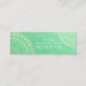Yoga Meditation Instructor Green Gold Foil Mandala Mini Visitekaartje (Voorkant)