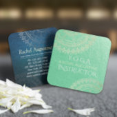 Yoga Meditation Instructor Green Gold Foil Mandala Vierkante Visitekaartje