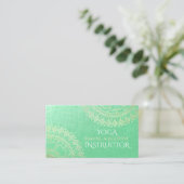 Yoga Meditation Instructor Green Gold Foil Mandala Visitekaartje (Staand voorkant)