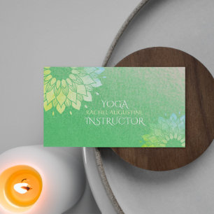 Yoga Meditation Instructor Green Gold Foil Mandala Visitekaartje