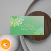 Yoga Meditation Instructor Green Gold Foil Mandala Visitekaartje