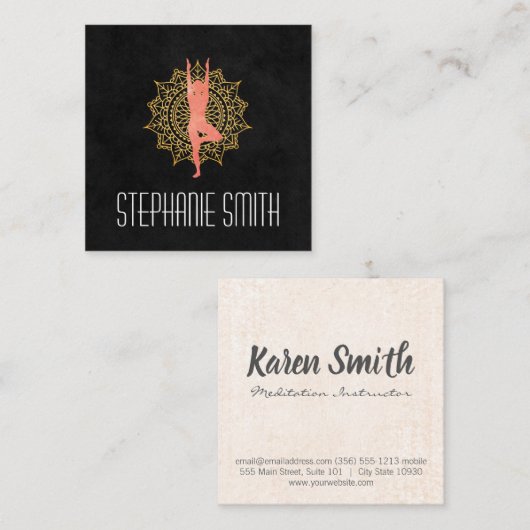Yoga Meditation Instructor | Mandala Vierkante Visitekaartje (Voorkant / Achterkant)