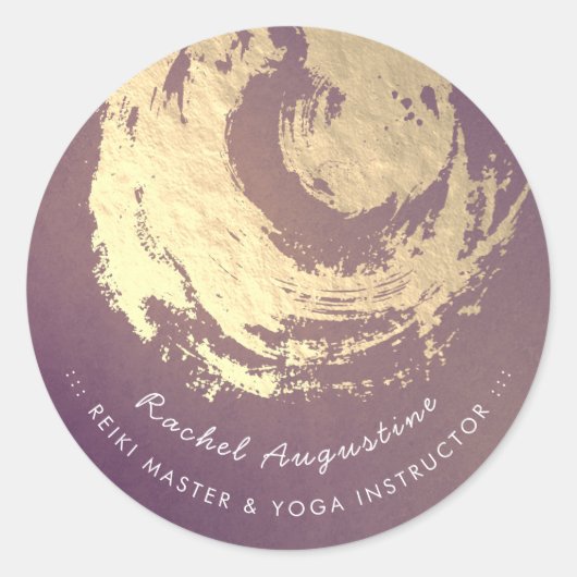 Yoga Meditation Instructor Paars Gold ZEN Symbool Ronde Sticker (Voorkant)