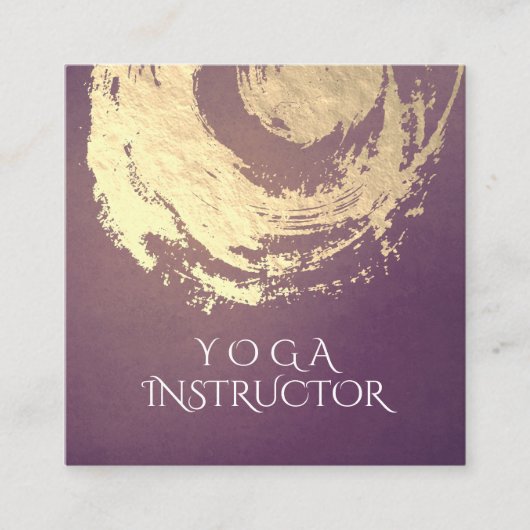 Yoga Meditation Instructor Paars Gold ZEN Symbool Vierkante Visitekaartje (Voorkant)